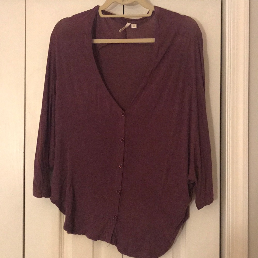 Purple loose blouse with buttons on front